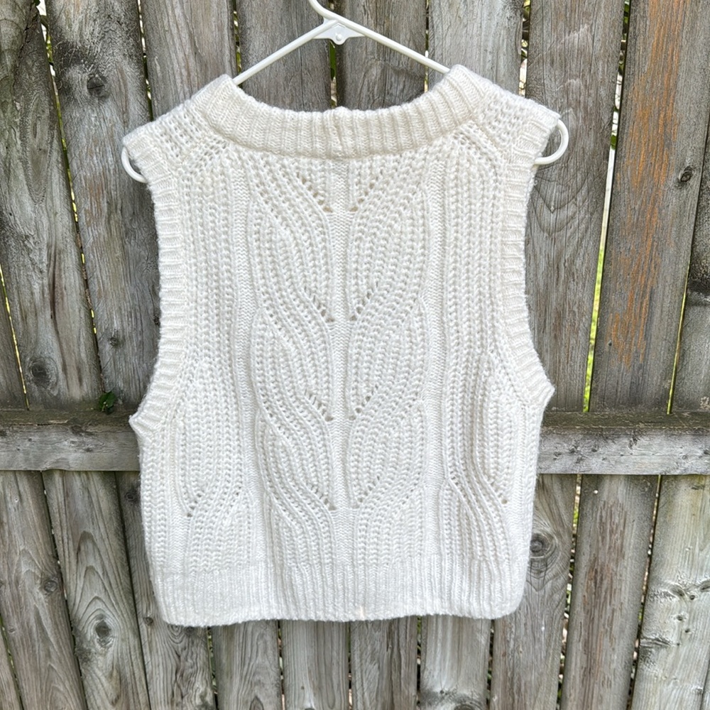 Madewell Ivory Cable Knit Sleeveless Sweater Tank - Picture 8 of 14